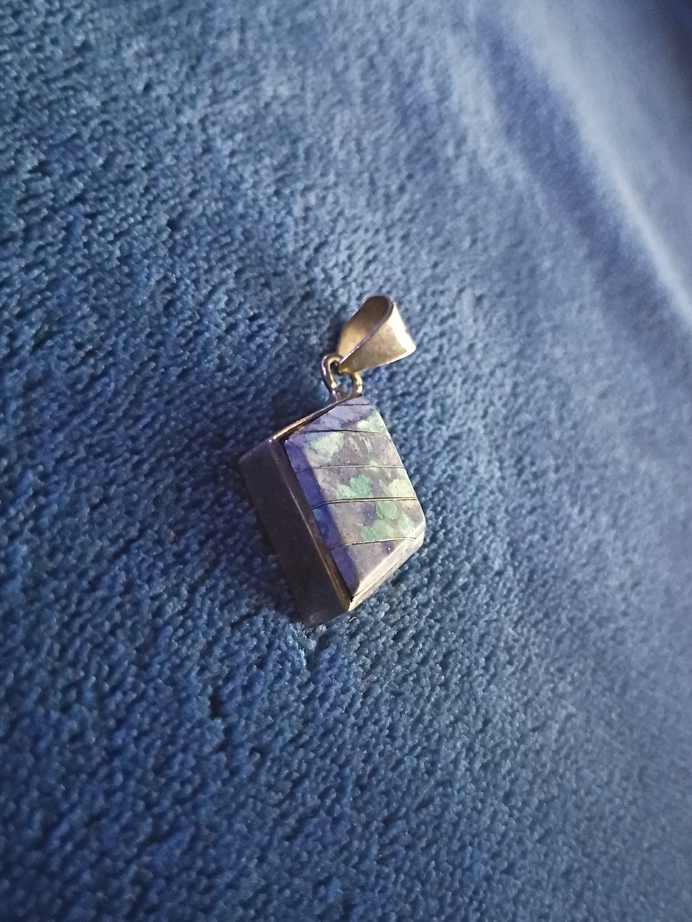 Purple and Green Inlay Sterling Silver Pendant